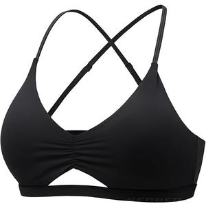 YEOREO Women's Sports Bras Chilene Strappy Criss Cross Open Back Low Impact Removable Cups Gym Yoga Workout Bra Medium