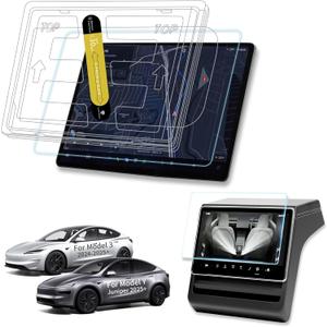 Upgrade 9H Tempered Glass Protector for Tesla Model 3 Highland(2024/2025/2026) & New Model Y Juniper Front/Rear Screen Protector Accessories 2026, Anti Glare/Finger Print -Matte [2-Pack]