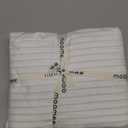 MooMee Striped Sheet Set 100% Washed Cotton Linen Like Textured Breathable Durable Soft Comfy (White Tannish Linen Grey Wide Stripes, Queen)