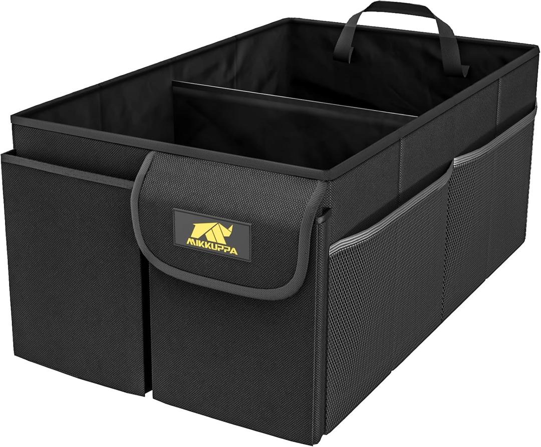 MIKKUPPA Car Trunk Organizer - Collapsible Car Organizer Sturdy Trunk Storage with Non Slip Bottom for SUV Auto Sedan Truck Van (Black)