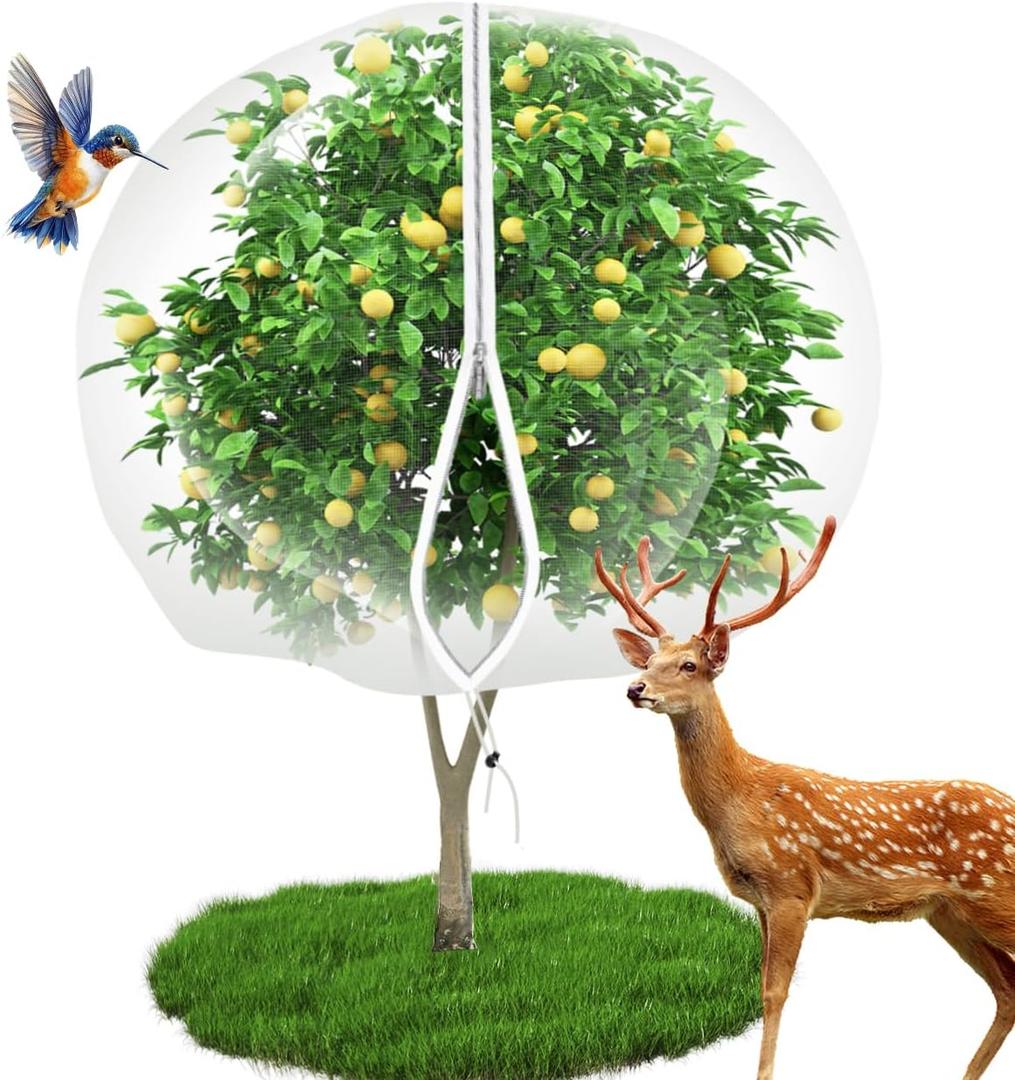 10'x14' Large Fruit Tree Netting for Squirrels and Birds with Drawstring, Insect Bird Netting Pest Barrier for Garden Protection (White)