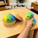 2PCS Rainbow Dumpling Squishies Toys with Food Steamer,Colorful Squeeze Dough Fidget Sensory Stress Balls,Stretchy Hand Desk Toys for Stress Relief Squishies Dumpling Gifts