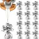 UNIQOOO 12Pcs Metallic Silver Heavy Solid Balloon Weights Pack Holder, Table Centerpiece DIY Dcor For Christmas Thanksgiving Birthday Party Favors Wedding Baby Shower, Large 5 OZ 140 G. 5.5 Inch