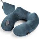 Rewondah Inflatable Travel Pillow for Sleeping Airplane - Inflatable Neck Pillow for Traveling on Plane with Washable Cover, Blow up Neck Travel Pillow for Airplanes, Cars - Portable and Comfortable (Green)