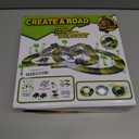 Dinosaur Toys,Create A Dinosaur World Road Race,Flexible Track Playset and 2 pcs Cool Dinosaur car for 3 4 5 6 Year & Up Old boy Girls Best Gift (Green)