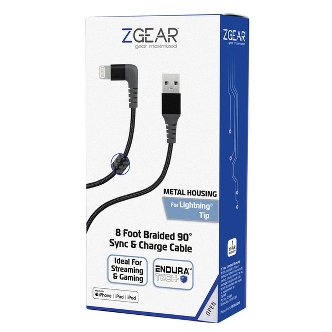 Zgear Lightning/USB 90 Degree Fast Charge Braided Cable with EnduraTech