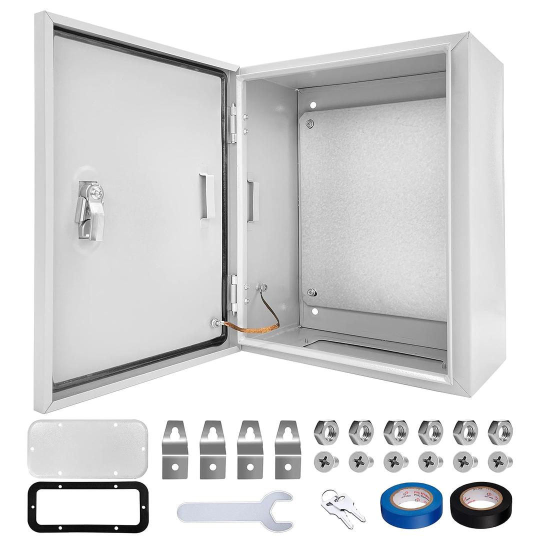 Outdoor Electrical Box 12 x 10 x 6''D NEMA 4X Enclosure Steel Box, Waterproof & Dustproof Outdoor/Indoor Lockable Electrical Junction Box, with Mounting Plate