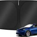 KUST Windshield Sun Shade for 2017-2026 Tesla Model Y/Model 3 Sunshade Accessories (Fit 2025-2026 Model Y Juniper / 2024 Model 3 Highland) Upgraded Foldable Sunshade, Blocks UV Rays Keep Car Cool
