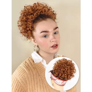ALXNAN Messy Hair Bun Hair Piece for Women Elastic Drawstring Loose Wave Curly Buns Short Copper Synthetic Ponytail Extension Hair Bun Extensions Thick Updo Hairpieces for Women Daily Use. (8 Inch)