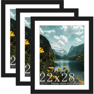 22x28 Black Poster Frame, Picture Frame for Wall, 3 Pack