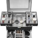 Dajasan Watch Box, Watch Case for Men, 8 Slot Watch Display Case, 3 Layers Large Sunglass Storage Organizer for Watch, Ring, Jewelry, Gift Idea, PU Leather (Black)