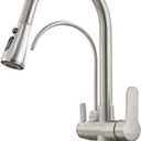 MENATT Filter Kitchen Faucet with Drinking Water Faucet, High Arc Pull Down 3-Way Kitchen Faucet, 3 in 1 Sink Cold and Hot Mixer Tap (Brushed Nickel)