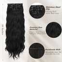 BARSDAR Black Wavy Clip in Hair Extensions - 20 Inch Long Wavy Clip in Hair Extensions for Women, 5 PCS Soft Synthetic Natural Looking Black Curly Hairpieces Voluminous Easy Wear Daily Party
