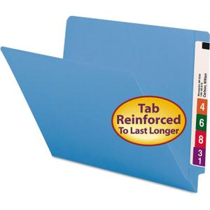 Smead End Tab File Folder, Shelf-Master Reinforced Straight-Cut Tab, Letter Size, Blue, 100 per Box (25010)