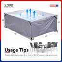 Patio Furniture Covers Waterproof - 420D Outdoor Table and Chair Set Cover with Built-in Storage Bag - Rectangular Patio Table Cover for 6-Seat Dining Set or Sectional Sofa - DarkGrey