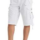 BEST SOUTH Mens Cargo Shorts with 8 Pockets Casual Long Blew Knee Capri 3/4 Pants Relaxed Fit Work Fishing Hiking (White) size 42