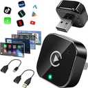 Wireless CarPlay Adapter, Wired-to-Wireless CarPlay and Android Auto Converter, Mini Size with Extension Cable USB-A and USB-C, 2.4G/5G Dual-Band, Compatible with iPhone 6+ & Android 11+