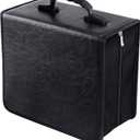 Siveit CD/DVD Binder, CD DVD Case Holder Binder 400 Capacity CD/DVD Wallet Storage Booklet Album Box (White binder, PU Black)