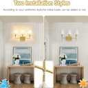 Bathroom Light Fixtures,23.6 IN Bathroom Vanity Lights Over Mirror3-Light Antique Brass Vintage Wall Sconce With Flared White Fabric Lampshade For Bedroom,Living Room,Foyer,Hardwired,E12 Base