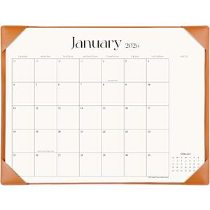 Simplified Desk Calendar 2026 with Desktop Mat, Cabbrix Large Desk Pad Calendar 21" x 16-1/2" Including January 2026 to December 2026, Desk Blotter Calendar for Home School and Office (Brown)