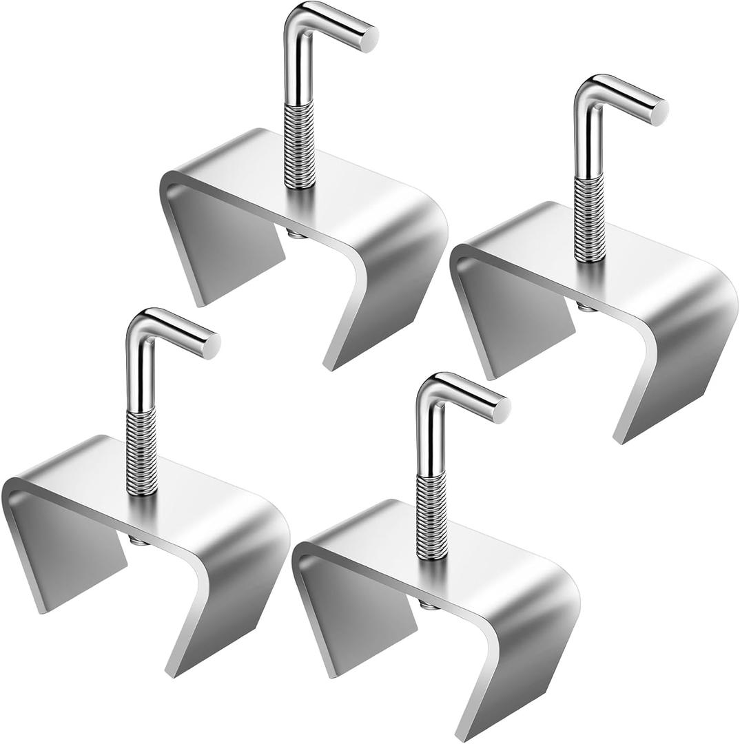 4 Pcs 1-1/4'' Bed Frame Rail Clamp Heavy Duty Zinc Plated Bed Frame Brackets for Connecting Metal Hardware Sections Together Ideal for Home, Hotel, and Commercial Use