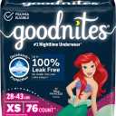 Goodnites Girls' Nighttime Bedwetting Underwear, Size Extra Small (28-43 lbs), 76 Ct (2 Packs of 38), Packaging May Vary