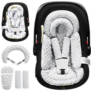 BOMOLOUR Infant Car Seat Insert with Removable Cushion for Baby Preemie Newborn Infant, Reversible carseat Insert Head Body Support Fits for Stroller, Baby Swing, Rocker, Bouncer, Bassinet - Grey