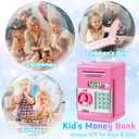 Refasy Piggy Bank Cash Coin Can ATM Bank Electronic Coin Money Bank for Kids Age 3-12, Money Savings Box Mini ATM Coin Bank Toys Gifts for 3 4 5 6 7 8 9 10 11 12 Year Old Boys Girls (Pink)