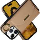 Keallce Wallet Case for iPhone 16 Pro Max 6.9'', Flip Case with Card Slots, Ring Holder Kickstand, PU Leather Protective Folio Cover for Women, Yellow