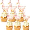 Pack of 2, Epakh 40 Pcs Silly Goose Cupcake Toppers Bulk Silly Goose Baby Shower Decorations Birthday White Cake Topper Decorations for Funny Theme Party Supplies Favors(Pink)