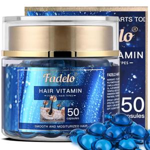Hair Oil Capluse for Frizzy & Dry Hair, Keratin Styling with Argan, Jojoba & Avocado Oils - No Rinse Serum with Vitamin A C E and Pro B5, 50pcs (1.6 Fl Oz (Pack of 1))