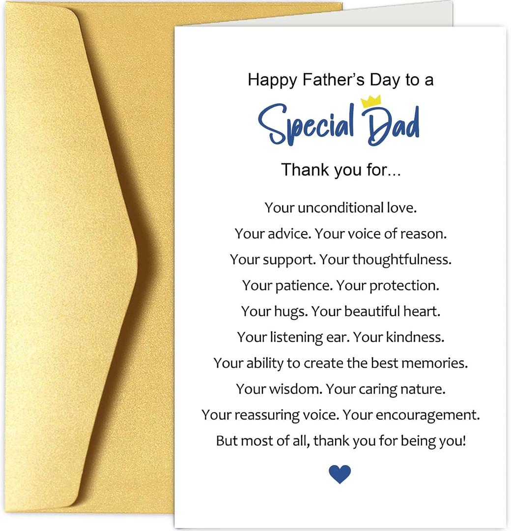 4 x Chenive Happy Father's Day Card for Special Dad, Father's Day Thank You Card from Son Daughter, Thankful Fathers Day Gift from Kid, Poem Fathers Day Cards for Daddy