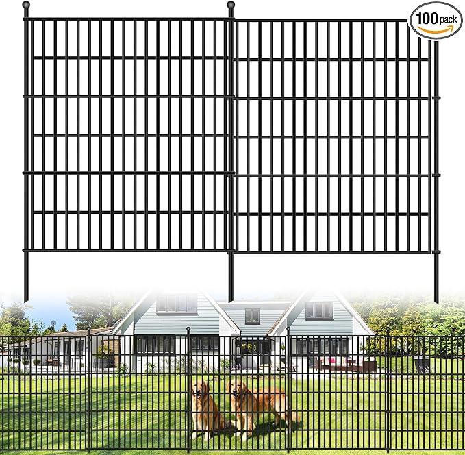 Toolterritary 5 Panels No Dig Garden Fence, 32 in(H) X12.1 ft(L) Metal Fence Panels, Thickened Rustproof Garden Fencing, Animal Barrier for Dogs, Rabbits, and Patio