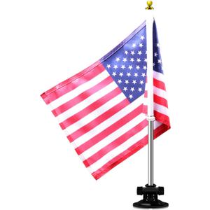 1 Pc USA Car Flag & Flagpole W/Air Suction Mount-Outdoor Adjustable Angle Suction Cup Style Flag Pole Includes 10" x 16" Inch American Flag for the Most Area of Car, RV, Truck, Boat & Other Vehicle