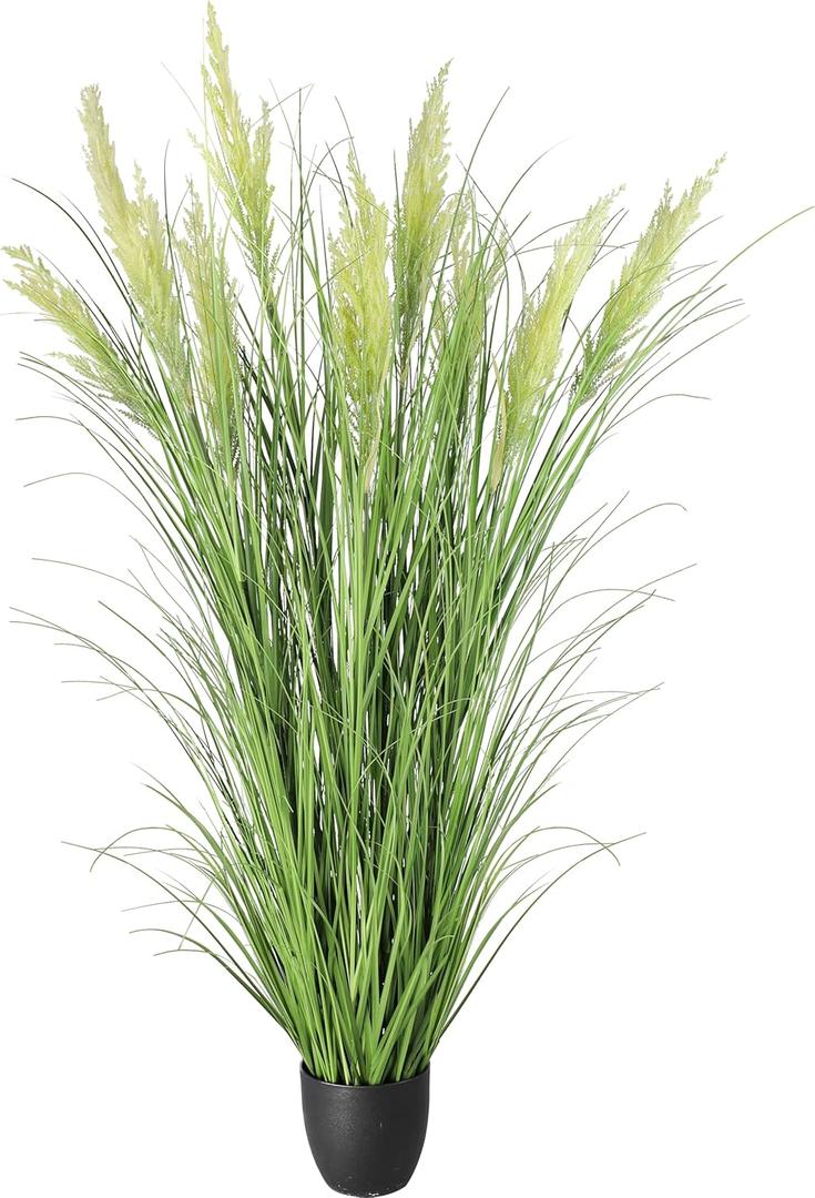 6ft Artificial Plants Onion Grass, 70 in Fake Shrubs Wheat Grass in Pot, for Indoor Outdoor Garden Office Home Decor, Faux Plant Greenery, Green