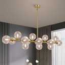 Linear Chandelier for Dining Room Gold Light Fixture Long Mid Century Light, 16-Light, 55'' Long Kitchen Island Light