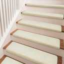 PURE ERA Carpet Stair Treads Ultra Plush 9.5" X 30"Soft Bullnose Indoor Stair Protectors Pet-Friendly Non-Slip Skid Resistant Tape Free Washable Reusable(14 Pieces,Beige)