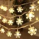 CESOF Christmas Decorations Lights, 20 Ft 40 LED Snowflake String Lights Battery Operated Fairy Lights for Bedroom Room Party Home Office Xmas Decor Indoor Outdoor Tree Decorations Warm White