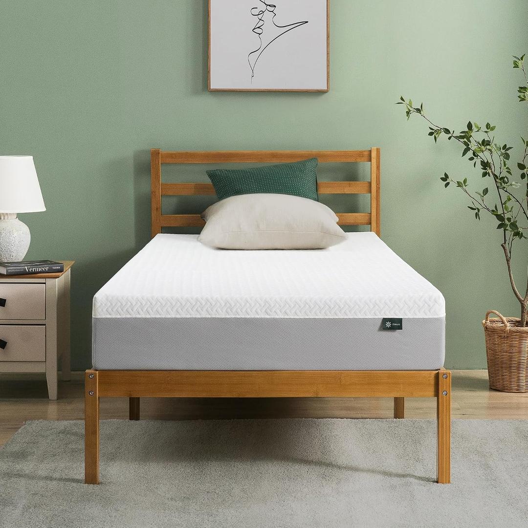 Zinus 10 Inch Green Tea Essential Memory Foam Mattress [New Version], Twin, Fiberglass Free, Medium Feel, Breathable Airflow Memory Foam, Certified Safe Foams & Fabric, Mattress in A Box
