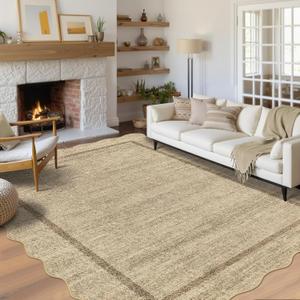 GarveeHome Scalloped Washable Rugs 8x10 Area Rugs for Living Room Non Slip