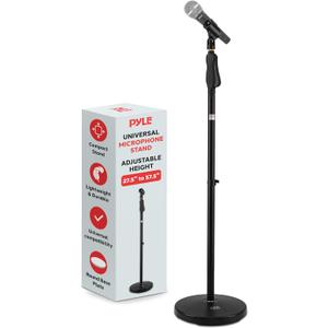 Pyle Universal Microphone Stand - M-6 Mic Mount Holder and Height Adjustable from 27.5 to 57.5 Inch High w/ Compact Round Base Plate - Quick Setting Lock-Tight Knob Lightweight and Reliable PMKS40