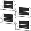 Magnetic Business Card Holder Business Card Display Clear Desk Holder for Office Desk Home Office(4 Pcs)