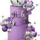 32PCS Disco Purple Ball Cake Topper Decoration for Wedding Birthday Baby Shower Party Cake Decoration Supplies