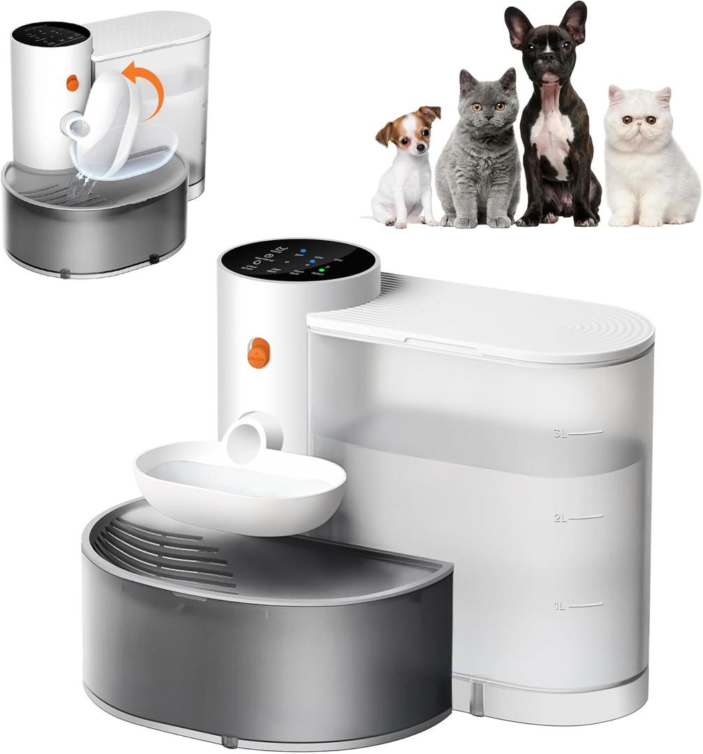 Potaroma Smart Pet Water Fountain, No Filter, 3.5L Large Capacity, Rechargeable Automatic Water Dispenser for Cats and Small Dogs, Wastewater Separation Always Fresh Water