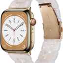 CRIS-BAND Resin Bands Compatible with Apple Watch Series 11/10/9/8/7 Bands 46mm 45mm 44mm 42mm 41mm 40mm for Women, Strap for iWatch Ultra 3/2 49mm Series 6/5/4/3/2/1/SE3 Slim Bracelet Wristband (Starlight-Colorful Shells)