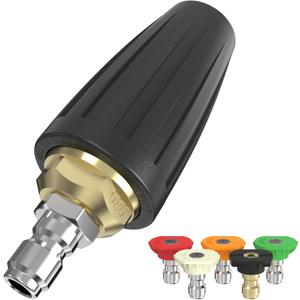 Pressure Washer Tips Turbo Nozzle, Max 4000 PSI 360Rotating Power Washer Nozzles with 1/4" Quick Connect, 5 Spray Nozzle Tips for Cleaning Brick, Concrete, 4.0 GPM 4.0 Orifice