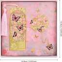 2pcs Bookmark Butterfly Flower Theme Pretty Book Marks Set with Bookmarks for Women, Cute Book Markers for Writers, Kids, Teens, Men Readers, Reading Accessories Gifts for Book Lovers (Pink)