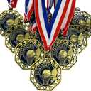 Express Medals Basketball Gold Medals Trophy Award with Neck Ribbons EMDC214BB - (Pack of 10)