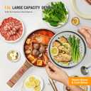 Hot Pot Electric, 1.5L Portable Electric Pot Frying Saut Pan Multifunctional Cooker for Ramen Steak Soup with Adjustable Power for Dorm Home Travel (Silicone Spatula Included)