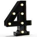 Pooqla Light Up Numbers, Lighted Marquee Number Sign for 4th Birthday Party Decor, Battery Powered LED Number Lights for Party Decor, Lights Sign for Wall Home Anniversary, Decoration 4
